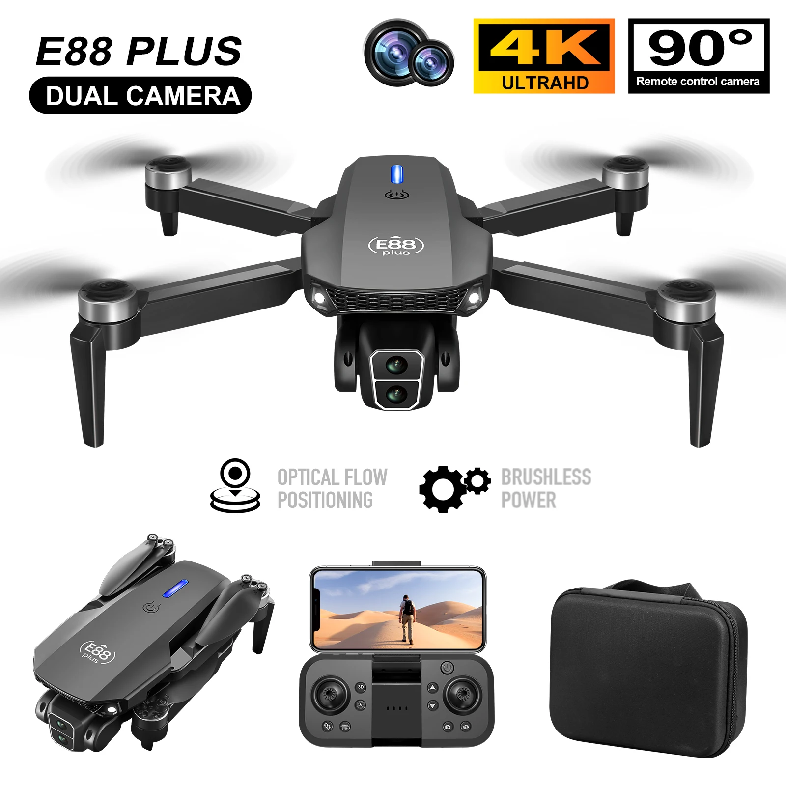 Drone Battery Case - Nouveau drone quadrirotor E88 Plus :