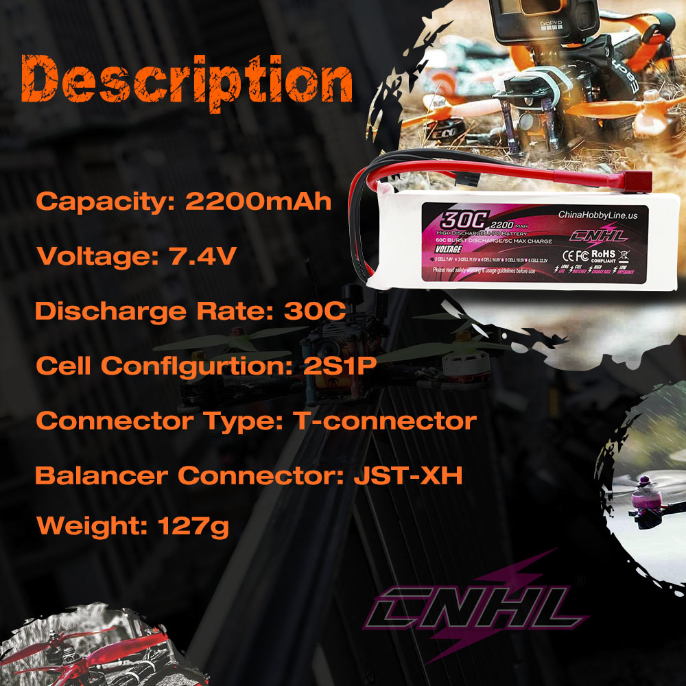 2 pièces CNHL 2S 7.4V batterie - Drone Battery Bag avis et prix