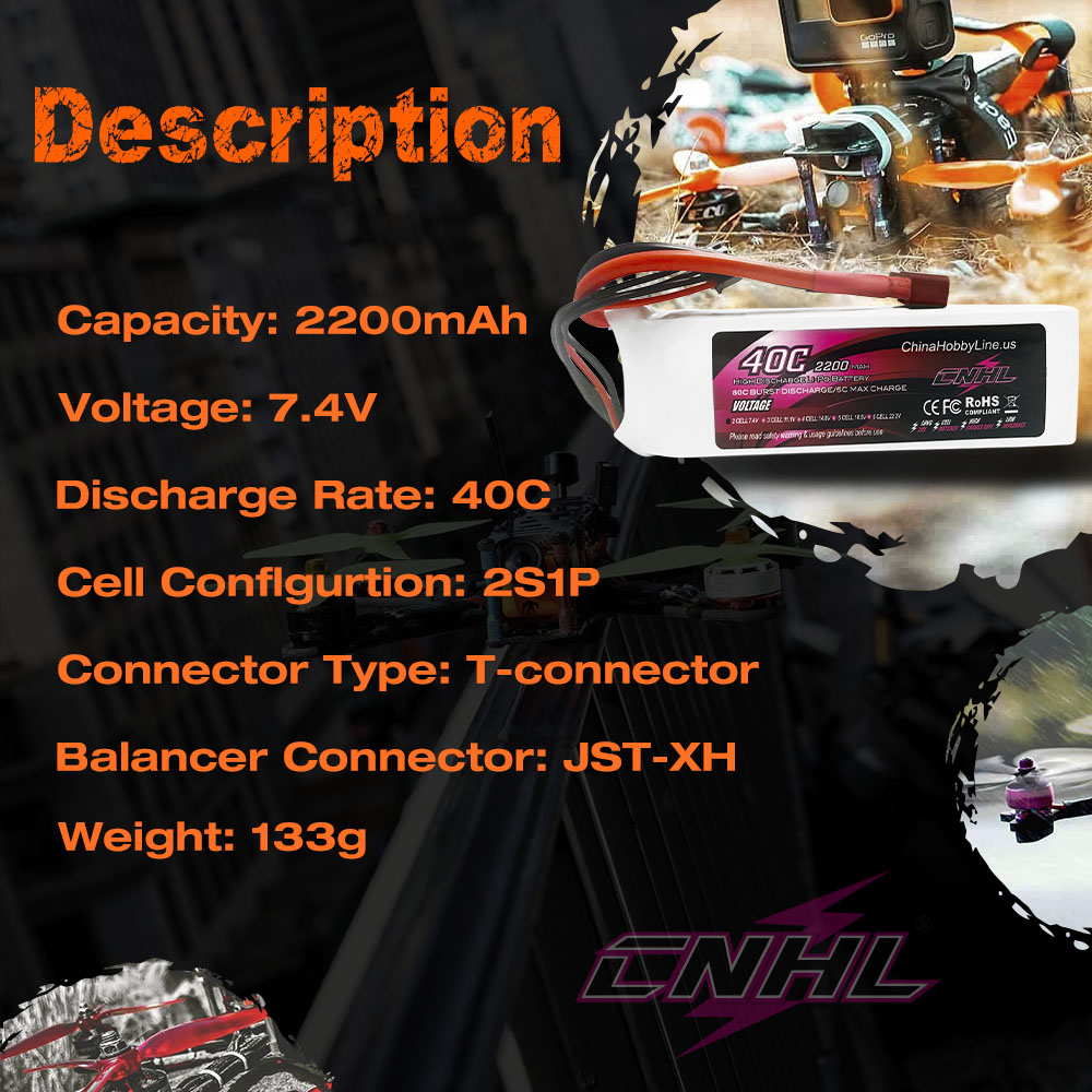 2 pièces CNHL 2S 7.4V batterie - Drone Battery Bag avis et prix