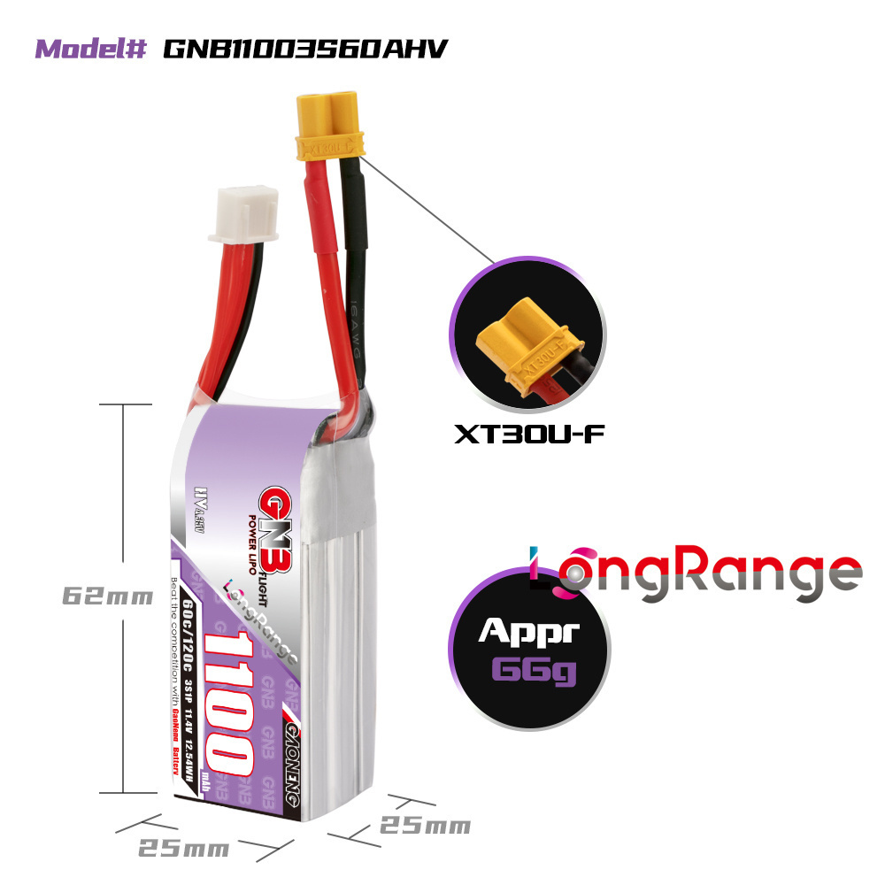 GNB 1100mAh 2S 3S 4S 6S 60C/12 - Drone Battery Connector avis et prix