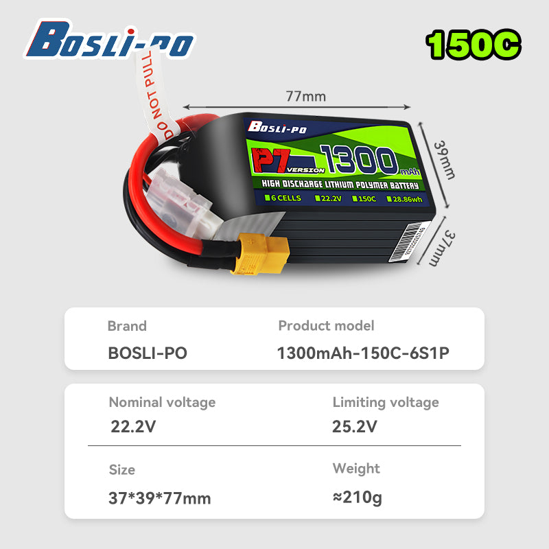 Boslipo P7 1300mAh 150C 4S 6S  - Drone Battery 6S avis et prix
